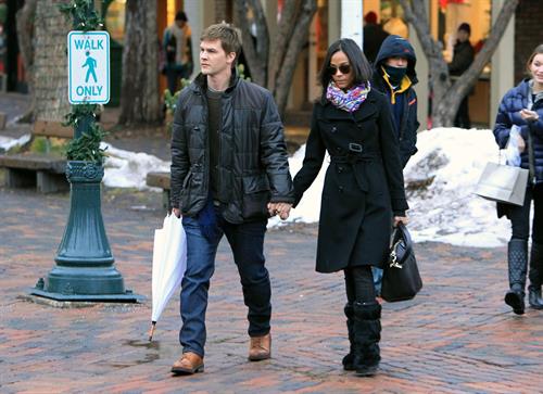 Zoe Saldana - Enjoyed a stroll with her boyfriend Keith Britton in Aspen, Colorado Dec 21, 2010 