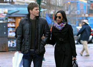 Zoe Saldana - Enjoyed a stroll with her boyfriend Keith Britton in Aspen, Colorado Dec 21, 2010 