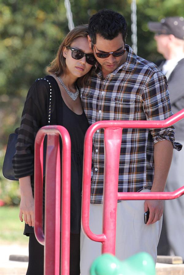 Jessica Alba at Coldwater Park and Famous Cupcakes in Beverly Hills