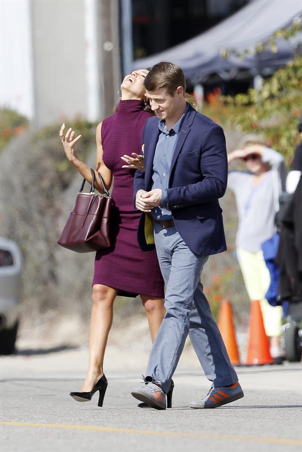 Jessica Alba “How to Make Love Like an Englishman” set candids in Los Angeles, November 4, 2013 