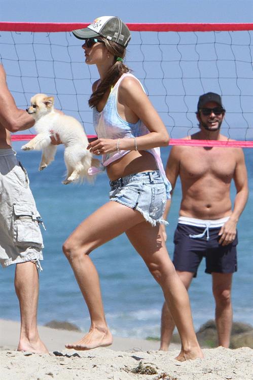 Alessandra Ambrosio playing beach volleyball in Malibu on July 7, 2012 