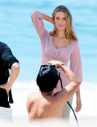 Alessandra Ambrosio photoshoot on the beach in Malibu