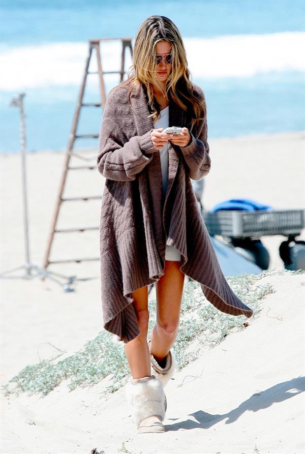 Alessandra Ambrosio photoshoot on the beach in Malibu