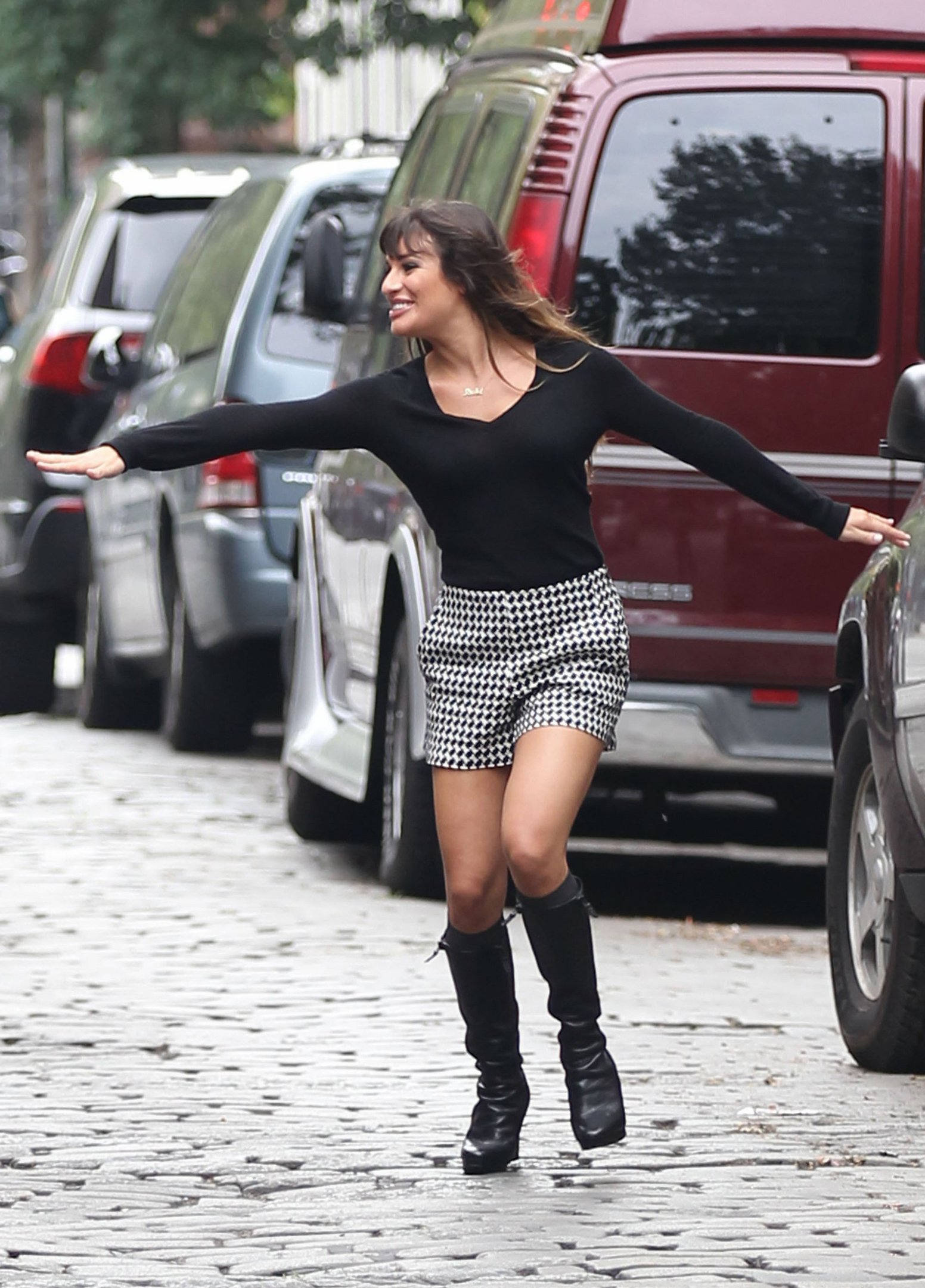 Lea Michele - On the Set of Glee - August 12, 2012