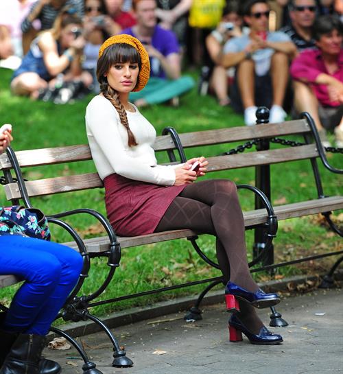 Lea Michele On the Glee set in Washington Square Park, NYC - August 11 2012