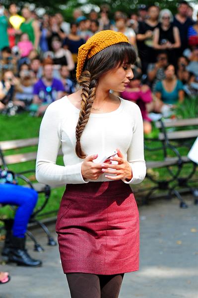 Lea Michele On the Glee set in Washington Square Park, NYC - August 11 2012
