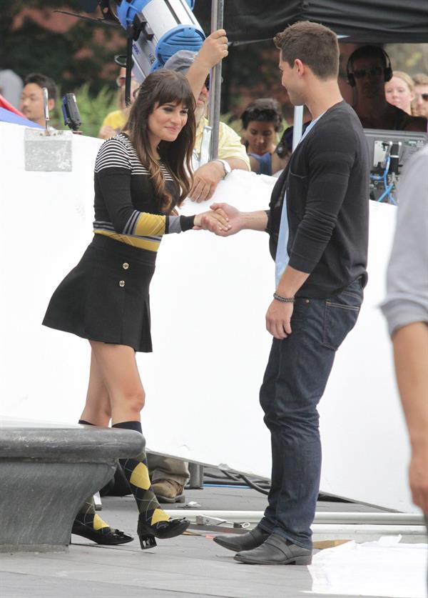 Lea Michele On the Glee set in Washington Square Park, NYC - August 11 2012