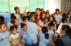 Ariana Grande Kleenex Shield Sneeze Swish event in New York on July 31, 2012