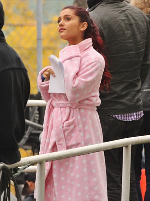 Ariana Grande In Tights On Set of 'Swindle' in Vancouver (10/11/12) 