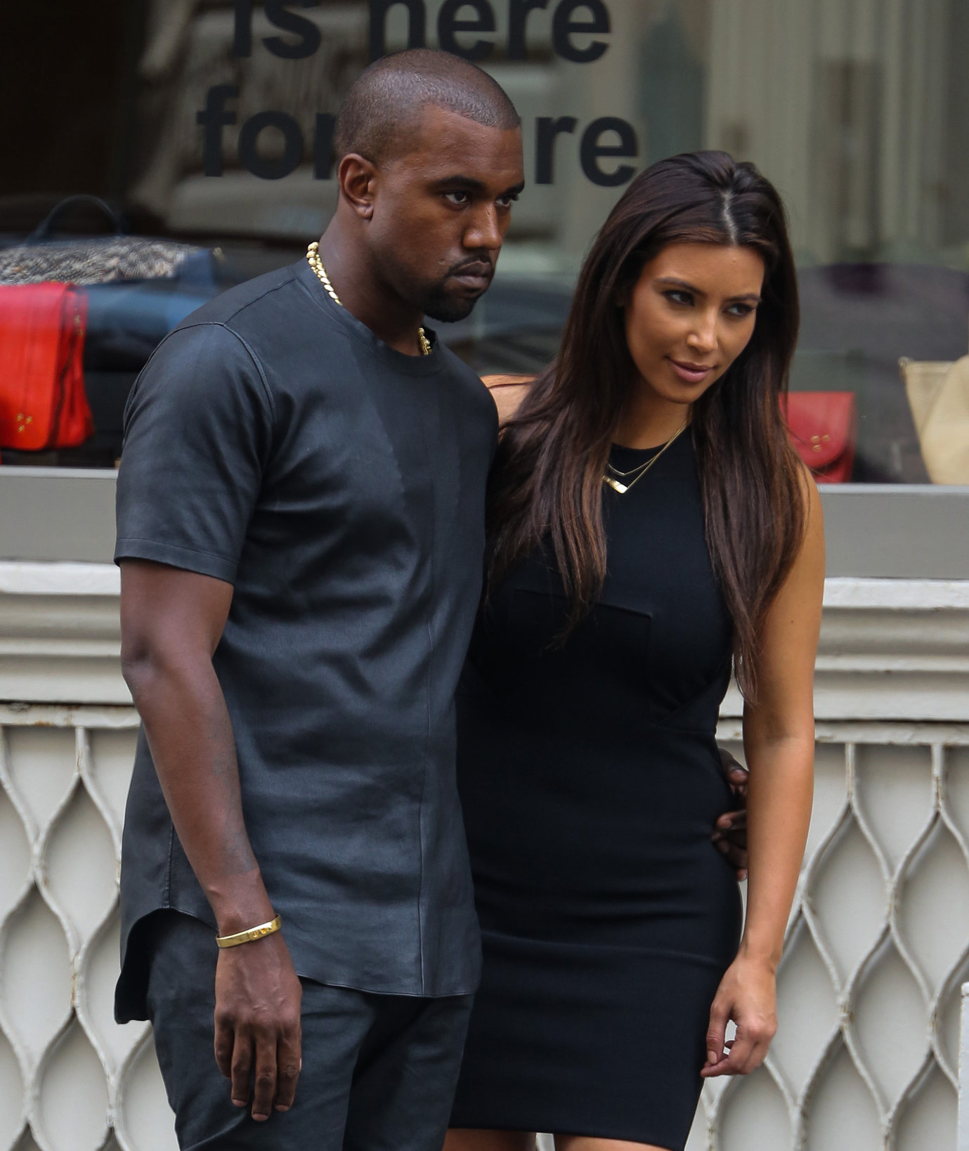 Kim Kardashian and Kanye West walk around SoHo in New York City 