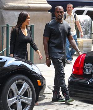 Kim Kardashian and Kanye West walk around SoHo in New York City 
