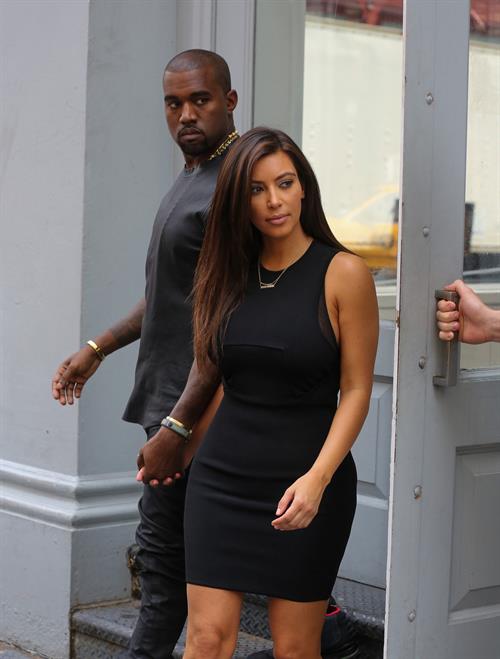 Kim Kardashian and Kanye West walk around SoHo in New York City 