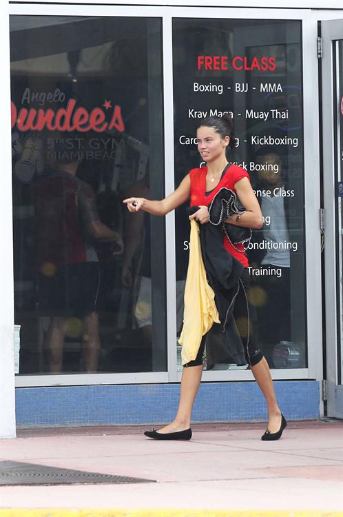 Adriana Lima hits the gym in Miami Beach on October 25, 2011
