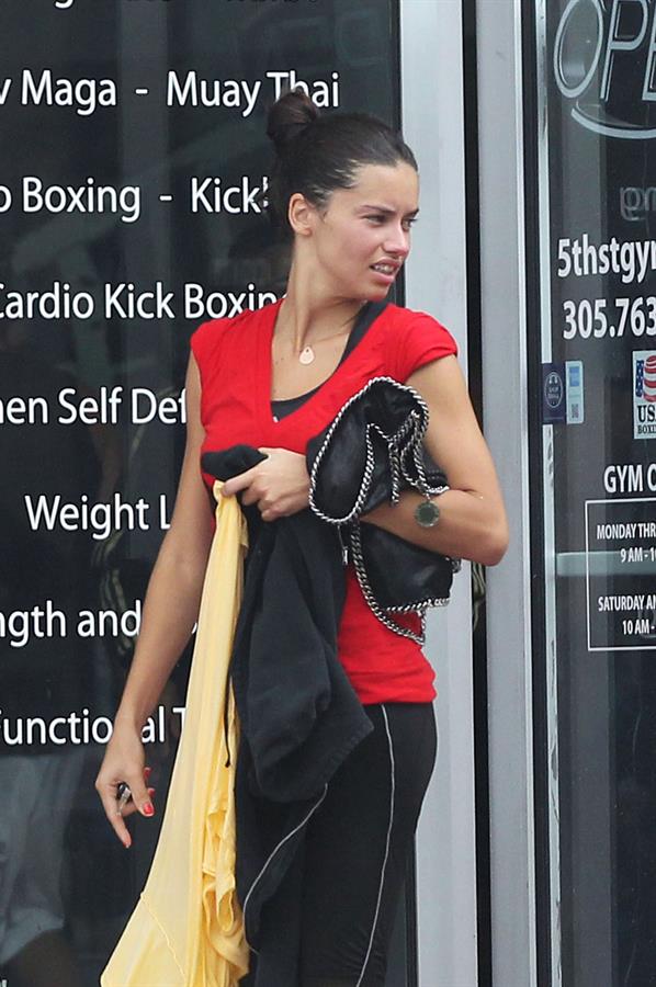 Adriana Lima hits the gym in Miami Beach on October 25, 2011