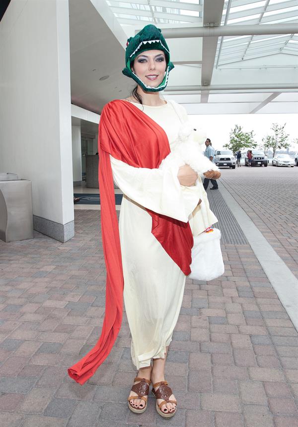 Adrianne Curry dressed as 'Raptor Jesus' at Comic-Con in San Diego - July 12, 2012