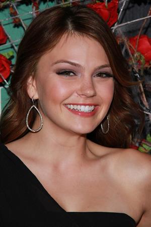 Aimee Teegarden at the grand opening of Chateau Gardens and the launch of Butterfly at Paris in Las Vegas on October 15, 2011 