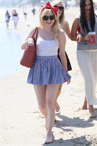 Alessandra Torresani on the beach in Malibu on July 4, 2011