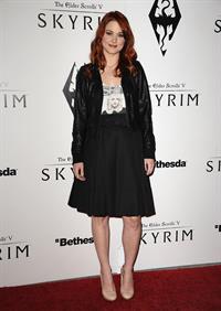 Alexandra Breckenridge attends The Elder Scrolls V Skyrim video game launch party in Los Angeles on November 8, 2011