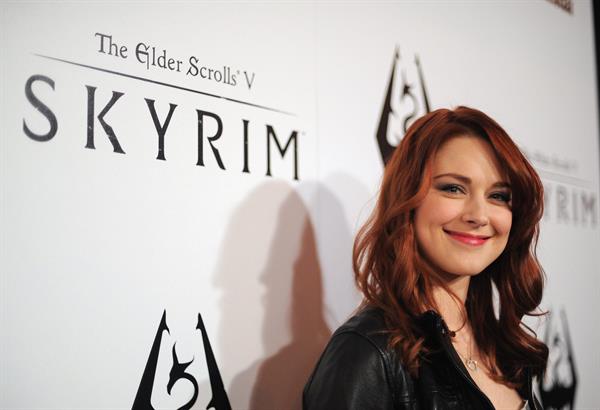 Alexandra Breckenridge attends The Elder Scrolls V Skyrim video game launch party in Los Angeles on November 8, 2011