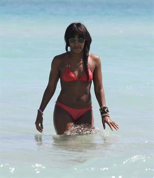 Alexandra Burke bikini candids Miami March 7, 2011 