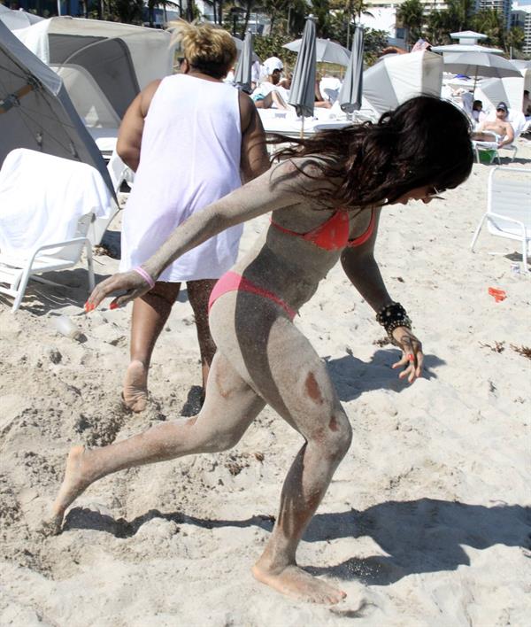 Alexandra Burke bikini candids Miami March 7, 2011 