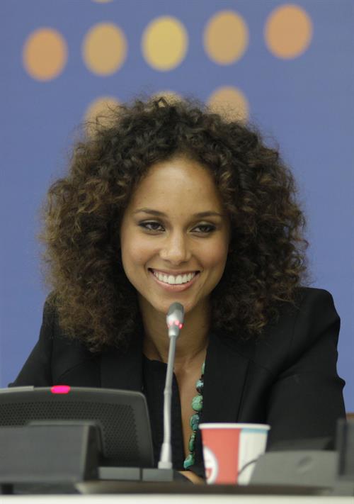 Alicia Keys attends the United Nations Social Innovation Summit in New York on May 5, 2012