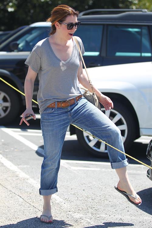 Alyson Hannigan candids leaving the Brentwood Country Mart on April 28, 2011 