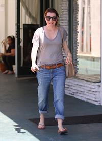 Alyson Hannigan candids leaving the Brentwood Country Mart on April 28, 2011 