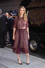 Amanda Peet arriving for David Letterman appearance on March 13, 2012