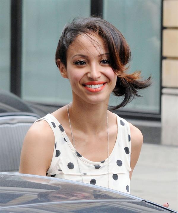 Amelle Berrabah walking in London on July 5, 2011