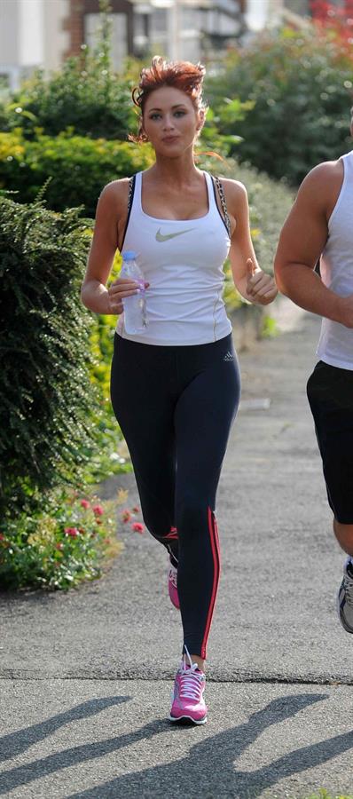 Amy Childs out jogging in Essex on August 1, 2011