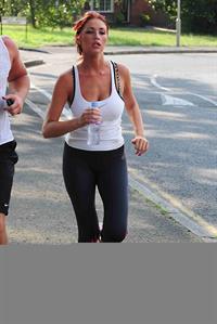 Amy Childs out jogging in Essex on August 1, 2011
