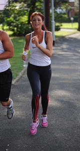 Amy Childs out jogging in Essex on August 1, 2011