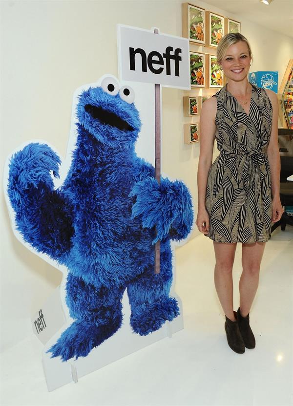 Amy Smart Neff Headwear 7th letter Sesame Street art exhibit on April 27, 2012