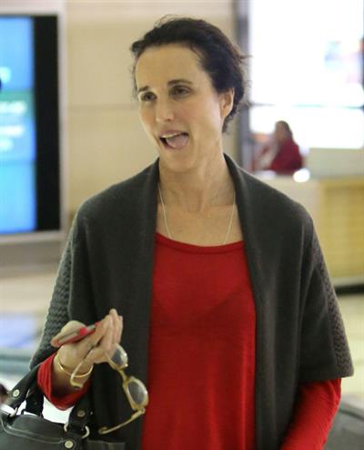 Andie MacDowell arriving on a flight at LAX airport December 7, 2012 