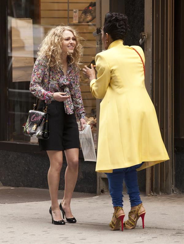 AnnaSophia Robb on the set of The Carrie Diaries in New York City on March 24, 2012