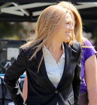 Anna Torv on the set of Fringe in Vancouver Canada on August 2, 2011