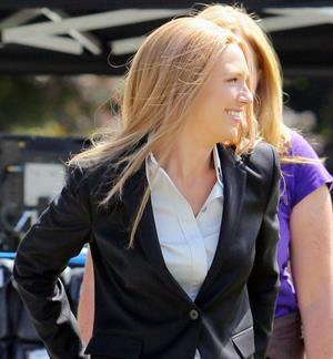 Anna Torv on the set of Fringe in Vancouver Canada on August 2, 2011