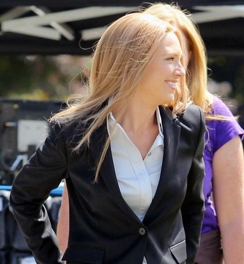 Anna Torv on the set of Fringe in Vancouver Canada on August 2, 2011