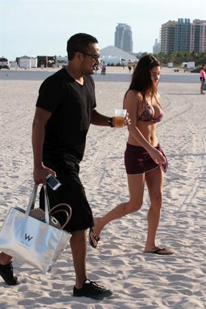 Arianny Celeste bikini candids on a beach in Miami on February 16, 2012
