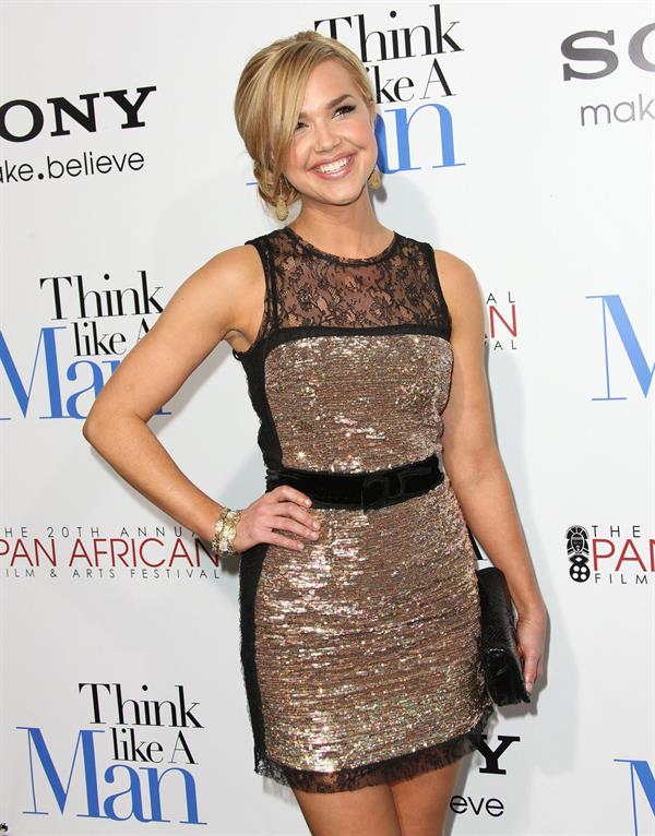 Arielle Kebbel attends the Think Like a Man premiere in Los Angeles on Feb 9, 2012