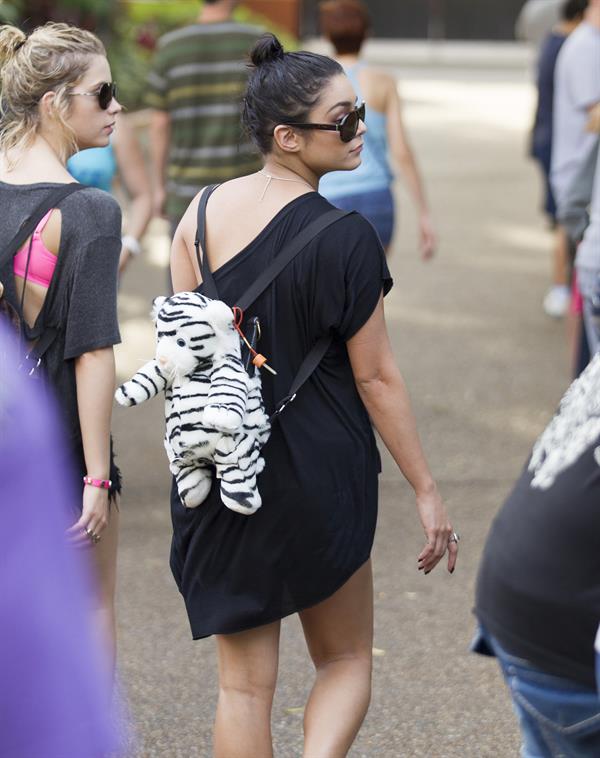 Ashley Benson and Vanessa Hudgens at Busch Gardens in Tampa Bay on March 3, 2012