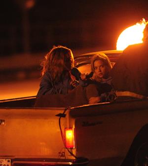 Ashley Benson and Vanessa Hudgens film Spring Breakers Florida on March 15, 2012