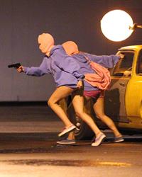 Ashley Benson and Vanessa Hudgens film Spring Breakers Florida on March 15, 2012