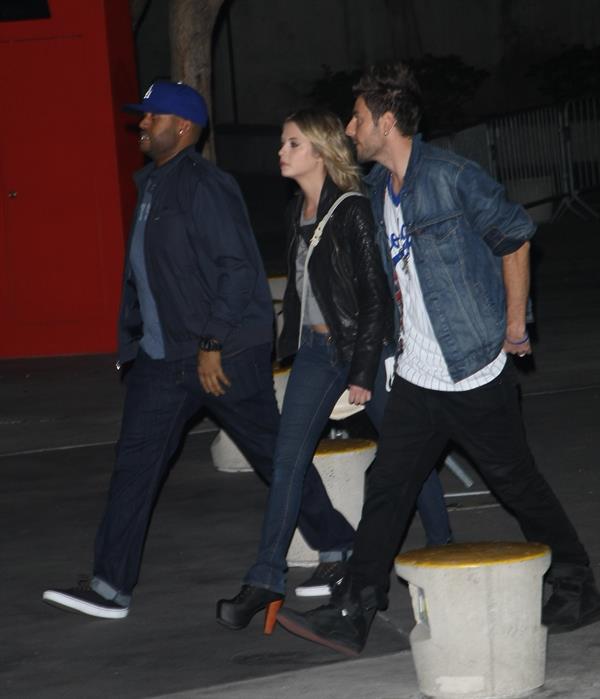 Ashley Benson arriving at the Staples Centre in Los Angeles on February 17, 2012