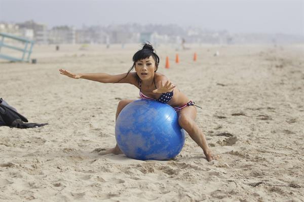 Bai Ling American-flag Bikini On Beach Los Angeles (10/04/12) 
