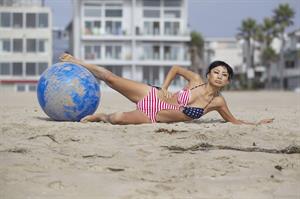 Bai Ling American-flag Bikini On Beach Los Angeles (10/04/12) 