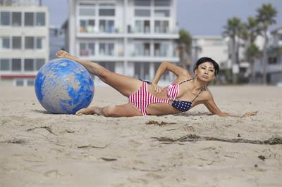 Bai Ling American-flag Bikini On Beach Los Angeles (10/04/12) 