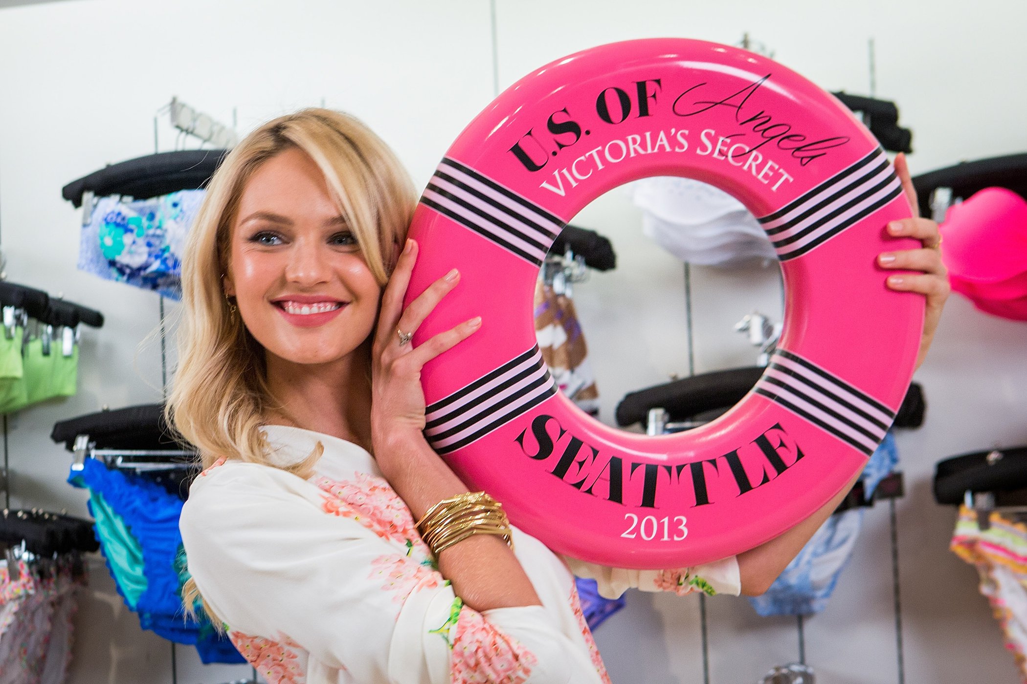 Candice Swanepoel Victoria's Secret U.S. Of Angels Swim Summer Tour Stops In Bellevue, Washington on July 10, 2013 