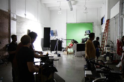 Catrinel Menghia - filming Fiat 500 Abarth ad  